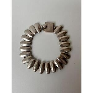 Vintage Taxco Modernist Mexican Sterling Silver Heavy Link Bracelet